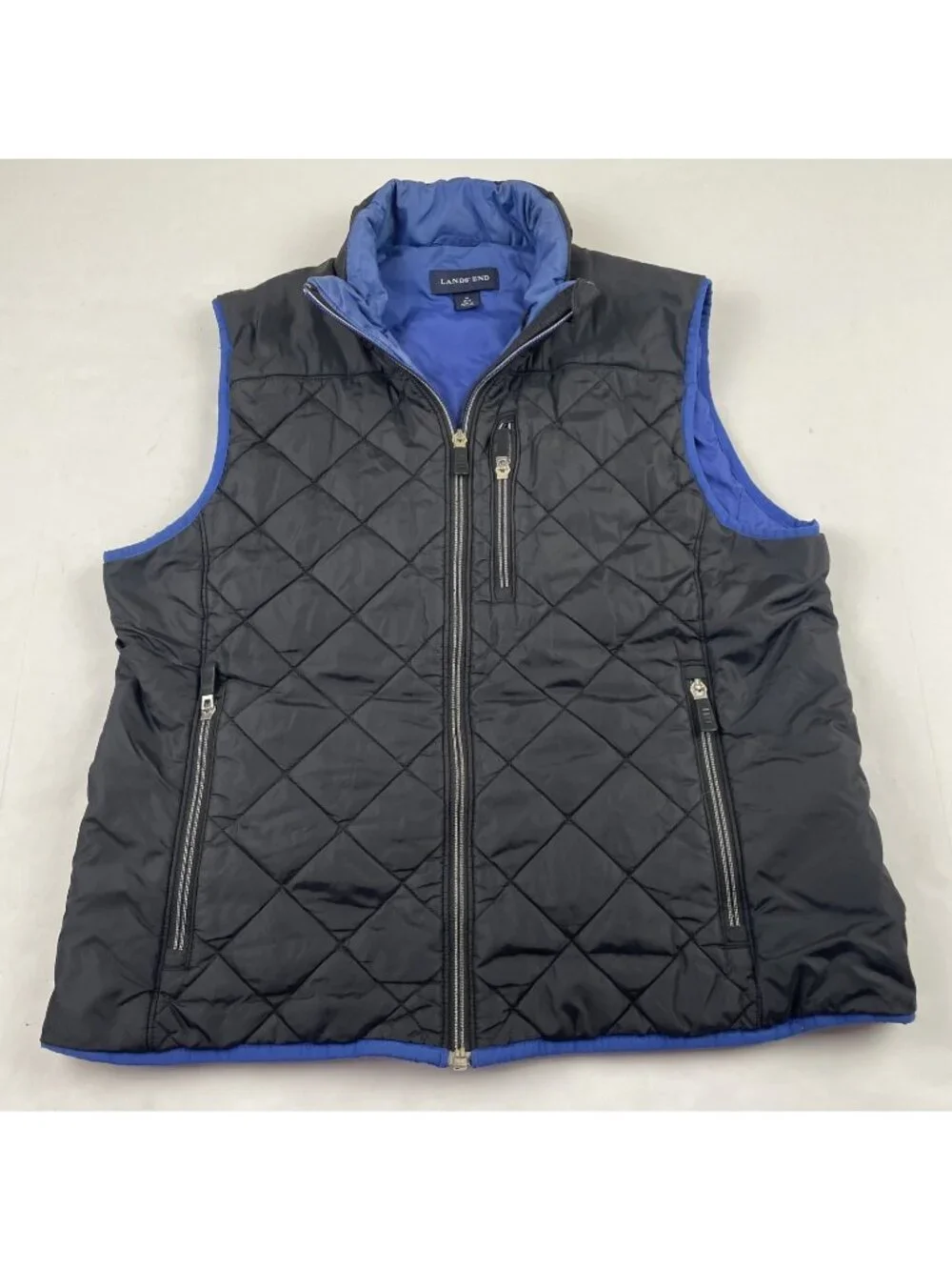 Lands End Diamond Quilted Full Zip Vest Women's M 10-12 Primaloft Insulation
